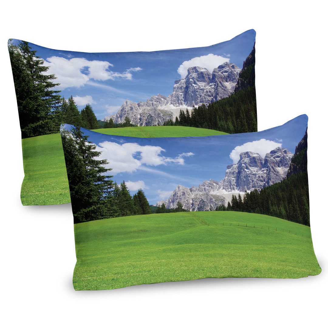 Kissenbezug Packung mit 2, Rural Land Berg, Evergreen Blau