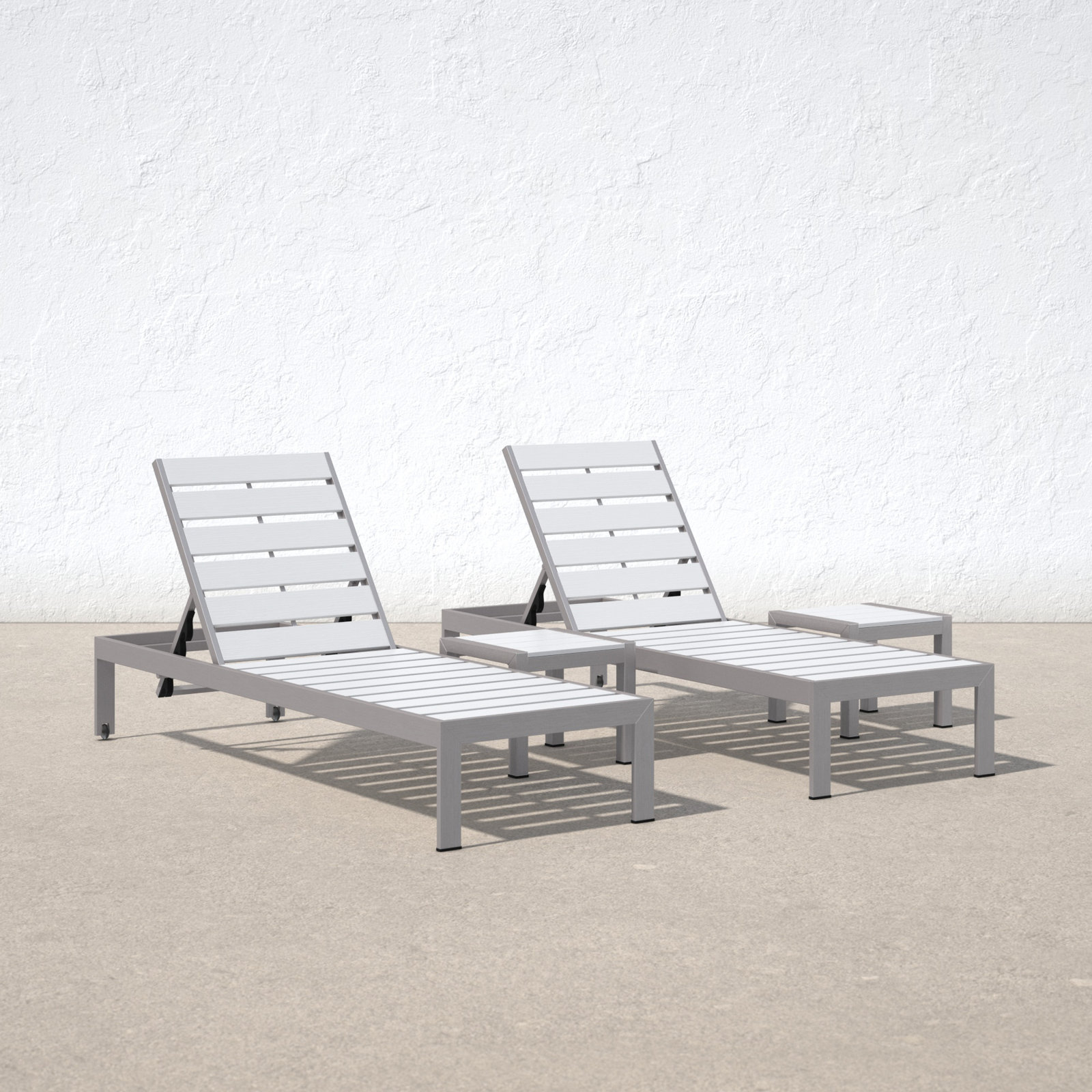 Aynura 26" Patio Chaise Lounge Set, Brush White