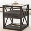 Tables de bout modernes de 2 avec tiroir, table de chevet pour la chambre à coucher et le salon, plateau en grain de bois rustique et en verre trempé, stabilité de la structure stable, tiroir industriel à conception compacte-115004566-115004552