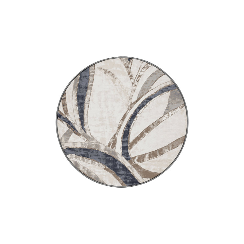 Tapis gris lavable à la machine, Rond 7 pi