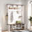 Farmhouse 4-in-1 Hall Tree With 6 Hooks, Entryway Bench With Adjustable Shelves, 16 Open Compartments And A Side Umbrella Rack-1264172473