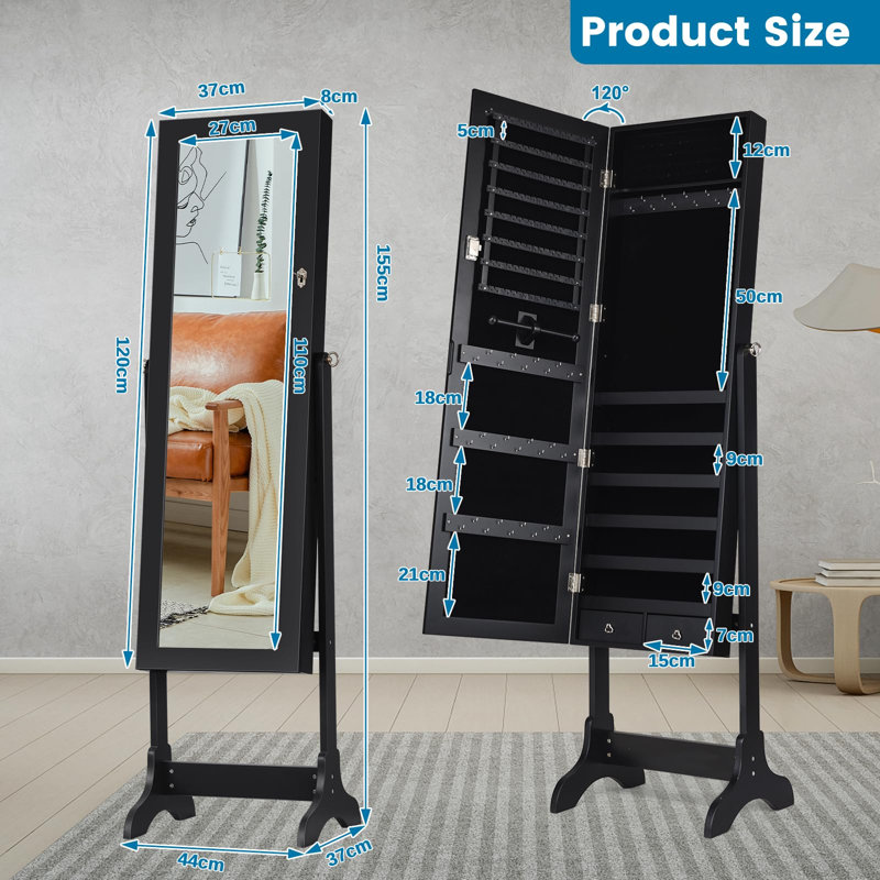 Toupin Jewelry Armoire, Black