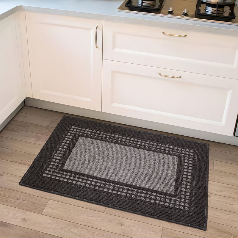 Machine Washable Non-skid Kitchen Mat, Rectangle 2' x 3', Gray