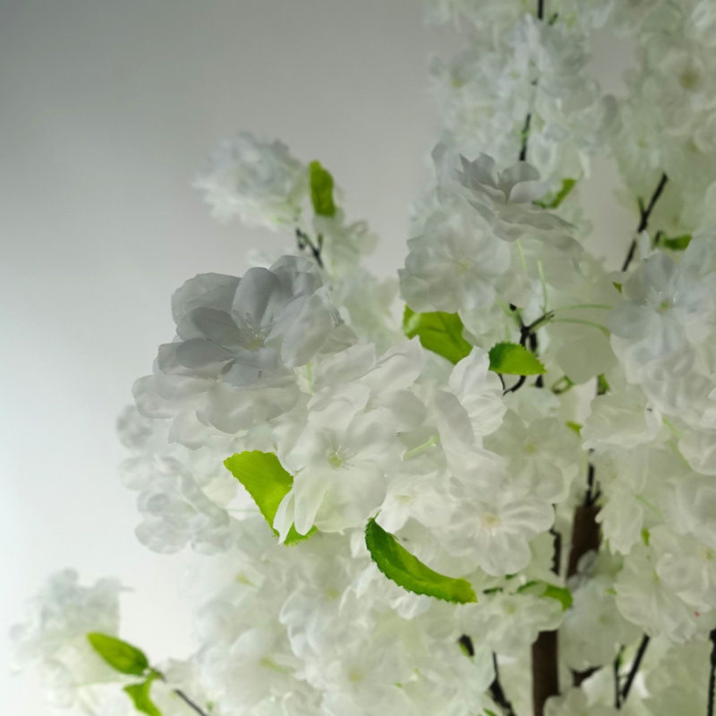 Plastic, Silk Artificial Arrangement in Planter, White