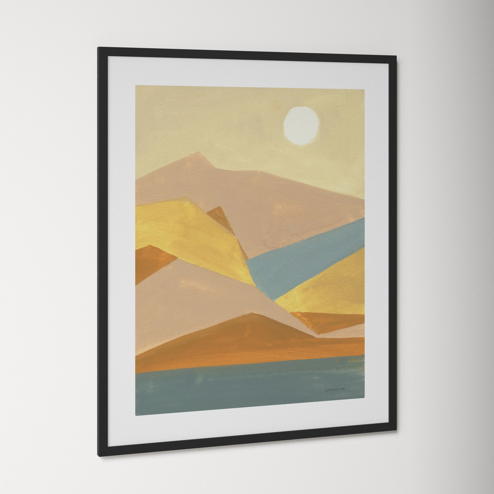 Retro Abstract I Southwest Mountains Print, Black Framed Paper, 41.25" H x 33.38" W x 0.88" D