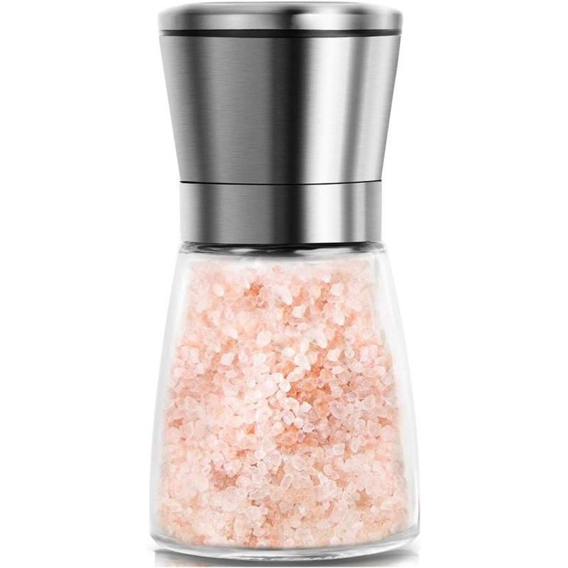 Moulin à sel ou à poivre manuel pour chef professionnel, meilleur moulin à épices avec capuchon en acier inoxydable, pales et grosseur réglable, corps rechargeable avec capacité