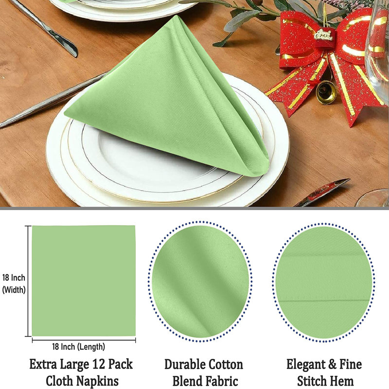 Serviettes en polyester et coton, Vert clair
