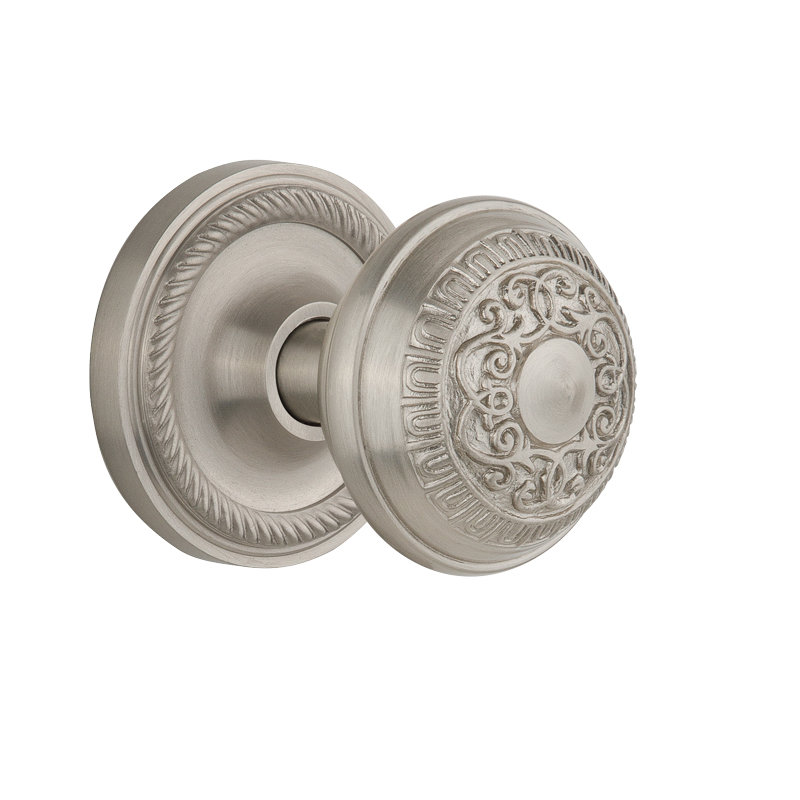 Rope Rosette with Egg & Dart Door Knob, Satin Nickel, 2-3/4”