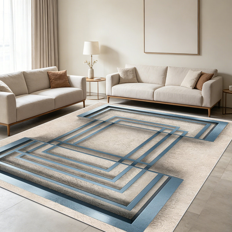 1PC Modern Minimalist Geometric Metal Frame area rugs for Living Room, Soft and Comfortable, Suitable for all seasons, easy-to-maintain, machine washable Indoor floor mat, Under Table Farmhouse suitable for dining table, bedroom bedside, entryway,