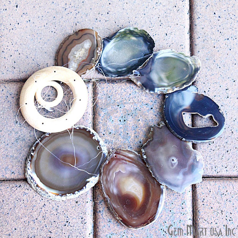 Carillons Mischell Natural Agate Wind, carillons en cristal Agate Slice
