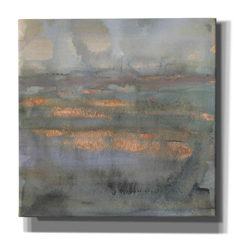 «Copper Emulsion I» par Victoria Borges, art mural sur toile, H 18 po x l 18 po x P 0,5 po