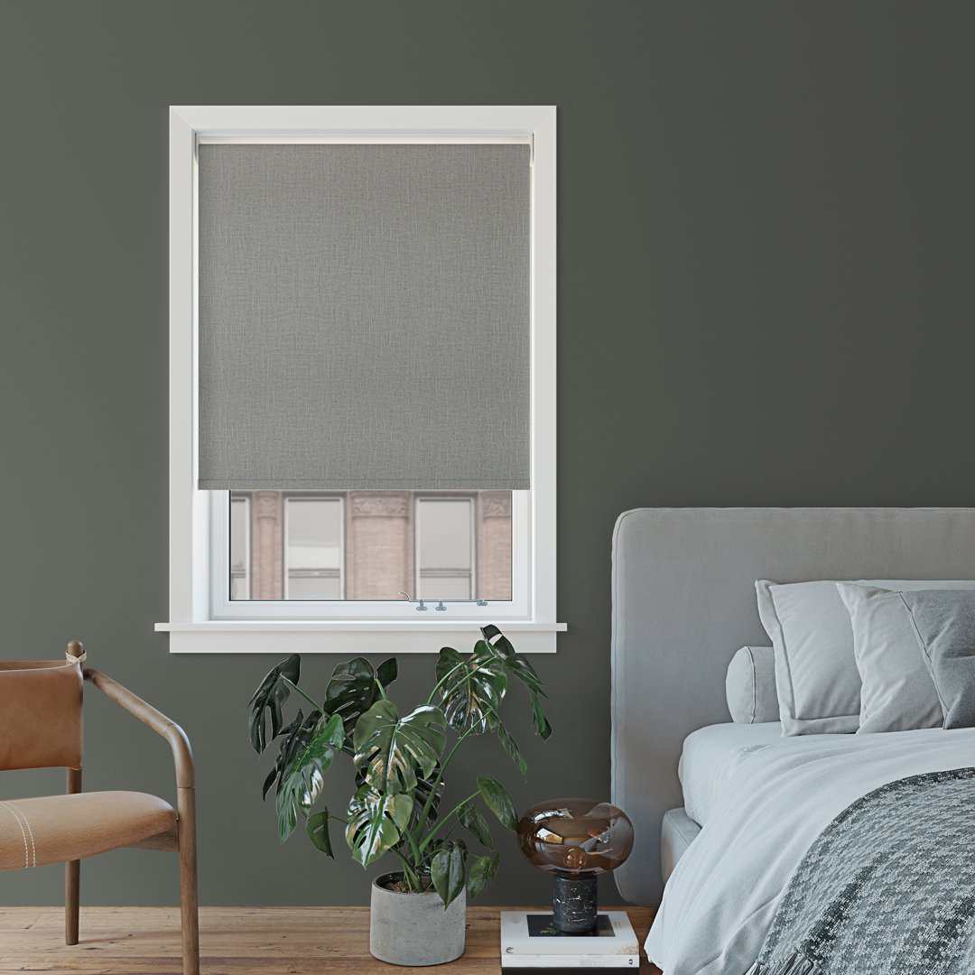 Sun Zero Everly Slub Texture 100% Blackout Cordless Roller Shade Sun Zero 