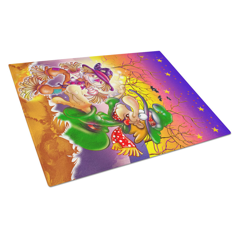 Caroline's Treasures Witch Voodoo Scarecrow Halloween Glass Cutting Board