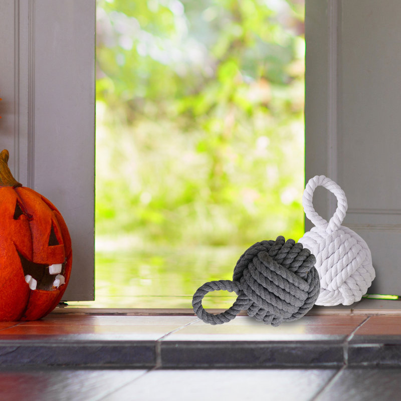 Nautical Knot Jute Rope Door Stopper Set in Grey and White