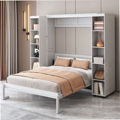 Queen Murphy Bed Wall Bed with Storage Doors
