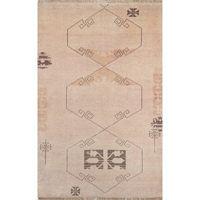 Kouang Wool Geometric Area Rug in Light Brown