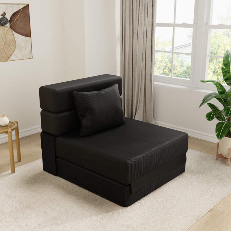 Canapé convertible convertible en tissu, Noir