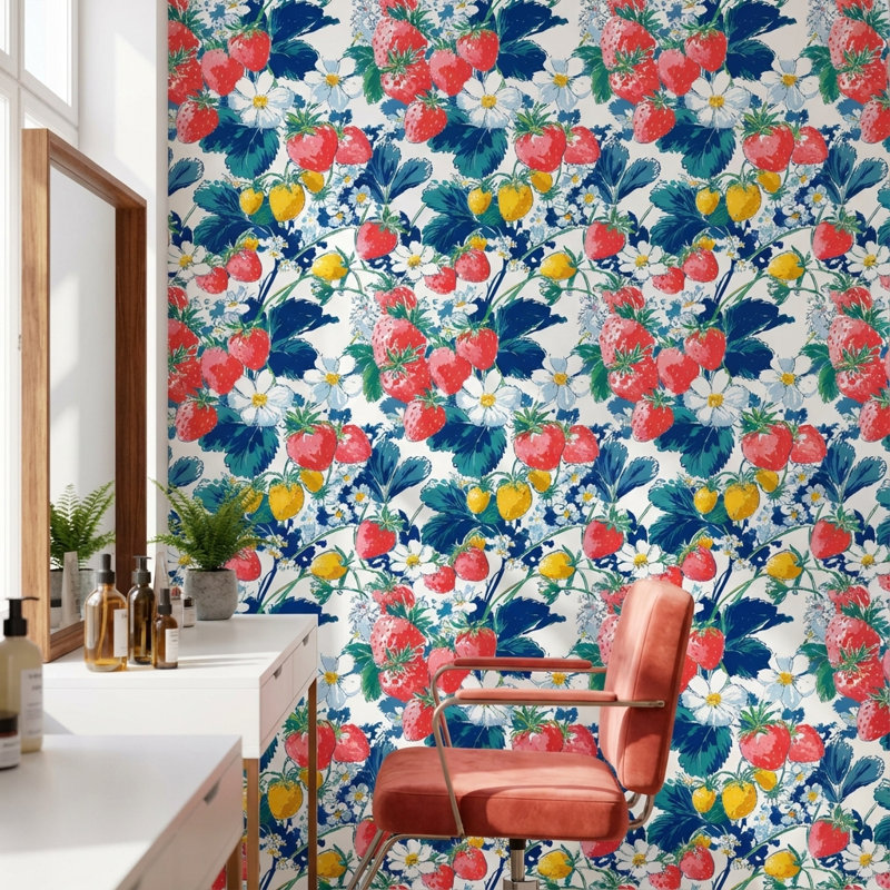 White Background Wallpaper Red Green Removable Wall Decor