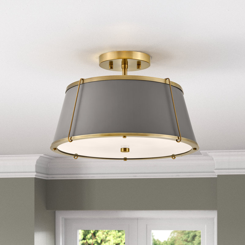 Moxie Semi Flush Mount, Lacquered Dark Brass, Lacquered Dark Brass