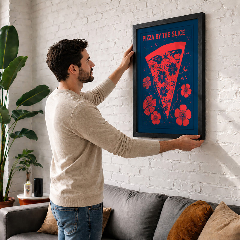 Pizza by the Slice Modern - Framed Print, A4 - 29.7 x 21.0 cm, Unframed