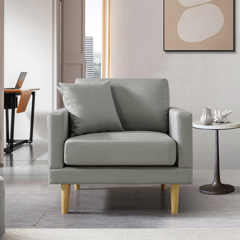Fauteuil de 34 po de large Murnie, Mélange de polyester gris clair