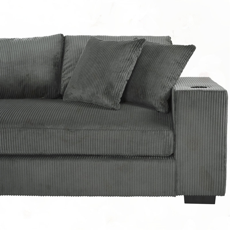 Grand canapé modulaire avec coussins épais, Gris