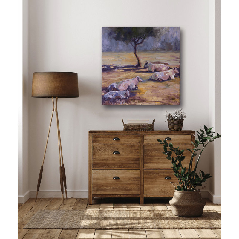 RESTING COWS RESTING COWS - Unframed Print on Canvas, 20" H x 20" W x 1.75" D, White Framed Canvas