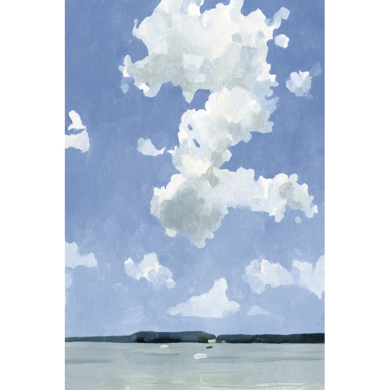 July Lakeside II by Emma Caroline - Painting, 46 cm H x 30 cm W, Black Floater Framed