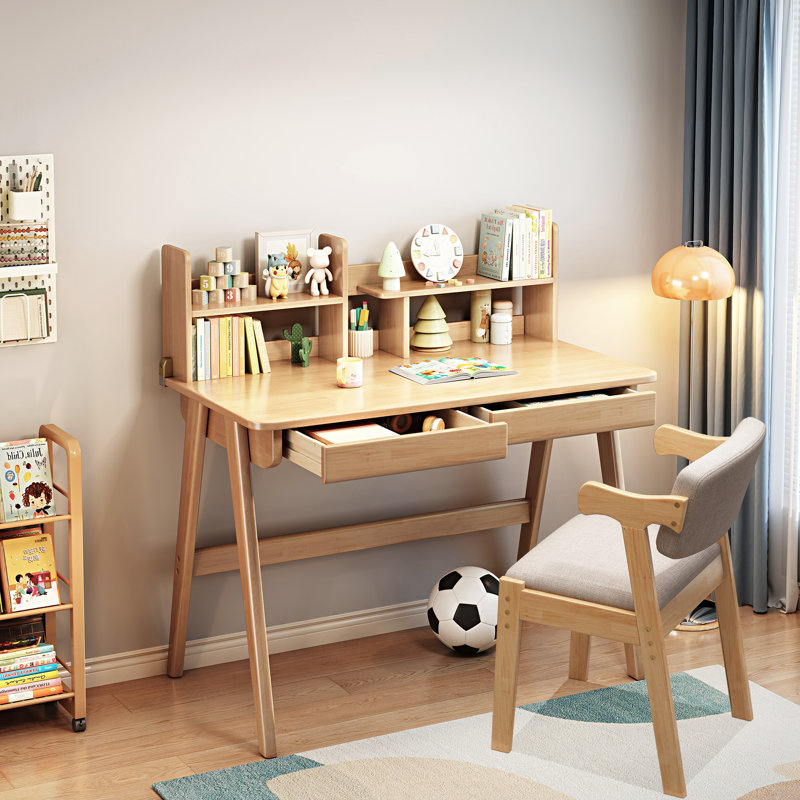 100.1cm W Writing Desk and Chair Set, Beige