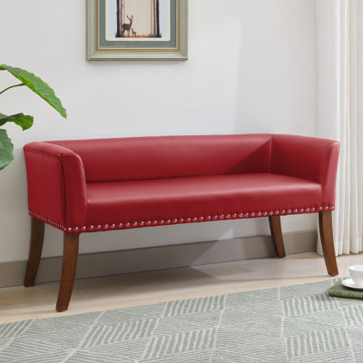 Riddik Faux Leather Bench with Wooden Legs