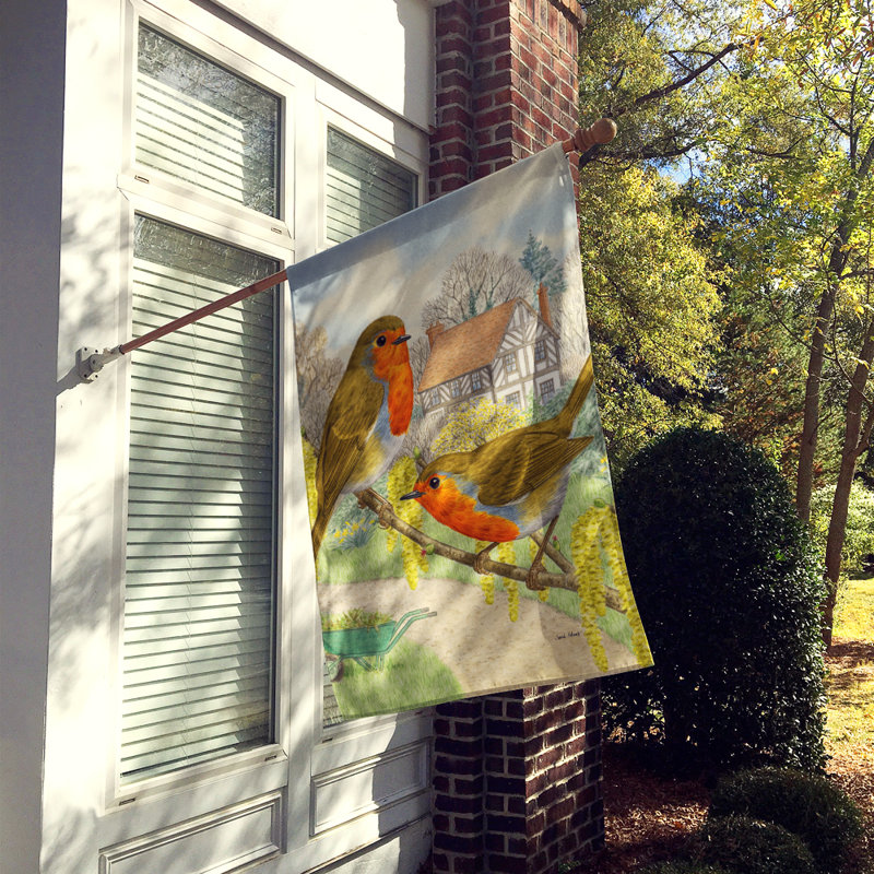 Polyester à 2 côtés 40 x 28 po drapeau maison European Robin