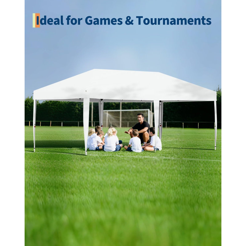 Heavy Duty 10x20 ft Pop Up Canopy Tent with 6 Removable Sidewalls, Thicker Steel Frame, 3 Adjustable Heights, UPF 50+ Waterproof