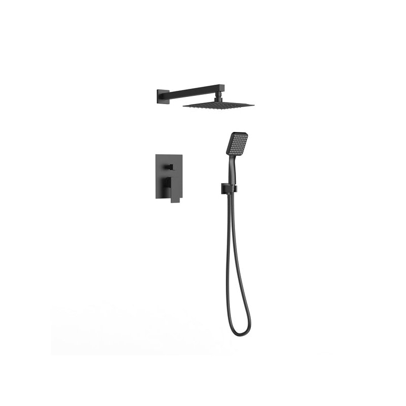 DAX Roma Square Shower System, Matt Black, Matte