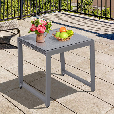 Lionel Rattan End Table Side Coffee Desk Outdoor Patio Sofa Chat
