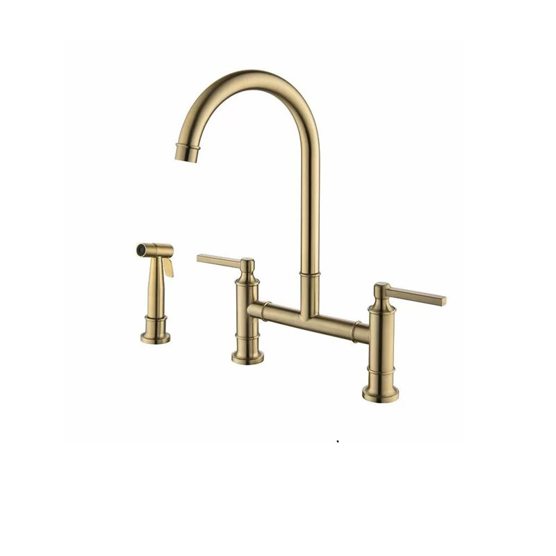 Robinet de douche avec valve thermostatique et douchette amovible, Or brossé