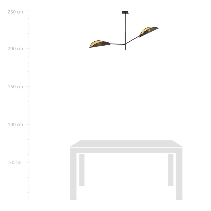 2 - Light Chandelier, Black/Gold