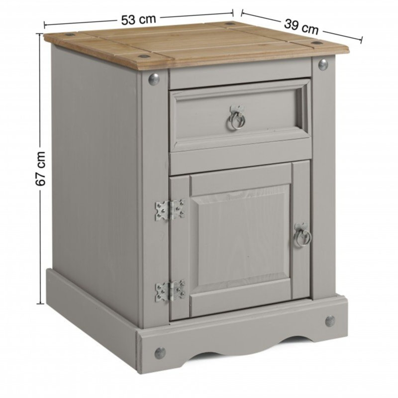 Palmea 53cm W Bedside Table, Grey