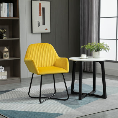 HOMCOM Modern Accent Chair Velvet-Touch Fabric Armchair