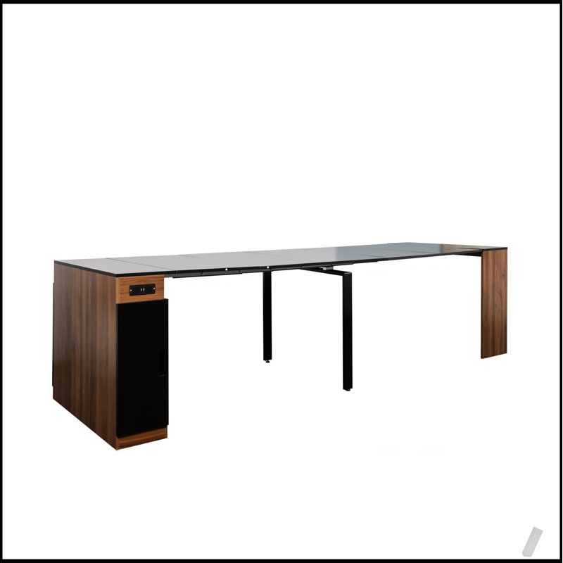 Table de salle à manger extensible moderne multifonctionnelle avec prise de courant, table extensible peu encombrante avec rangement pour fêtes, mariages, réunions et célébrations