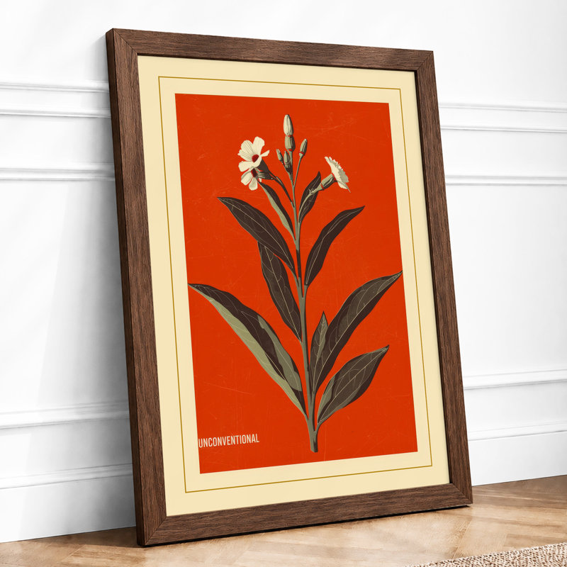 Single Stem In Bloom Botanical - Print, Walnut, A3 - 42.0 x 29.7 cm