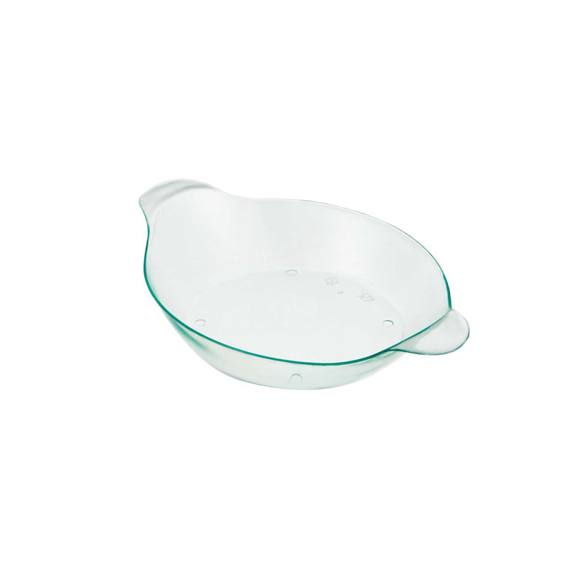 Restaurantware-3.8 x 2.5 Inch Mini Handled Plates, 100 Durable Appetizer Plates - With Handles, Disposable, Seagreen Plastic Handled Plates, Suitable For Cold Foods