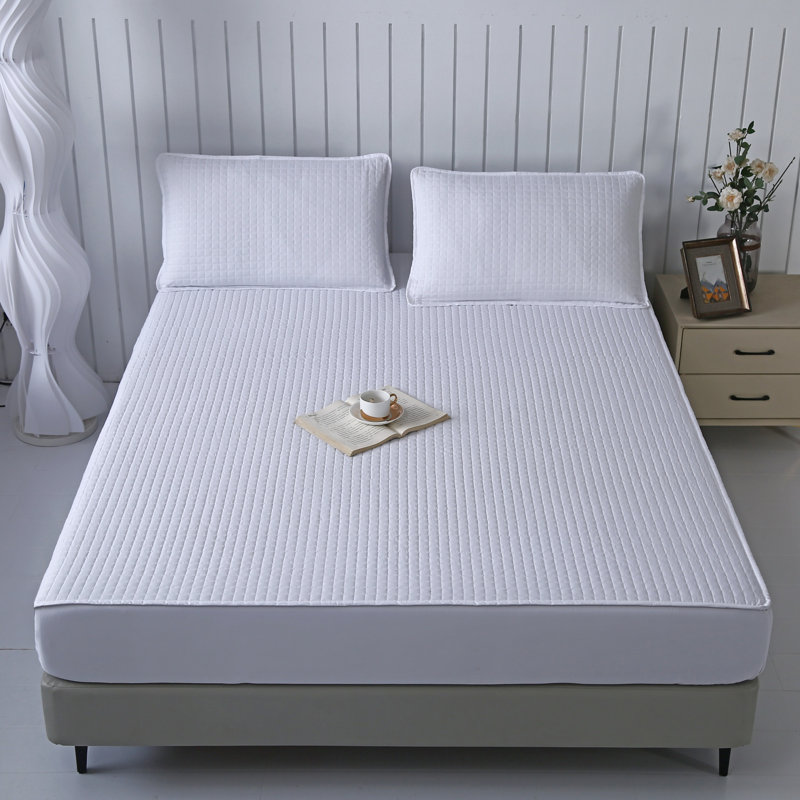 Quilted Fitted Sheet - White - 198×203Cm, White, King Fitted Sheet