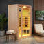 Sauna pentagonal en bois de pruche avec portes en verre doubles, pour le spa et la détente