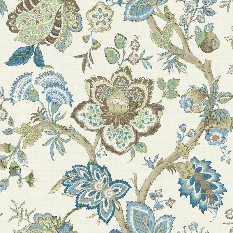 Multi Coloured 8.23m x 68.5cm Matte Wallpaper Roll, Beige/Blue/Green
