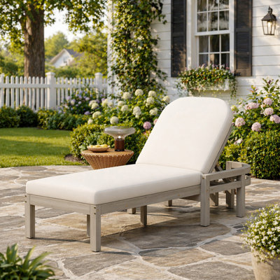 Chaise longue d'extérieur TREXM, fauteuil inclinable de patio en bois d'acacia de qualité supérieure avec dossier arqué, dossier réglable à 5 positions, chaise longue d'extérieur pour la piscine, la cour, la terrasse et la pelouse (gris)