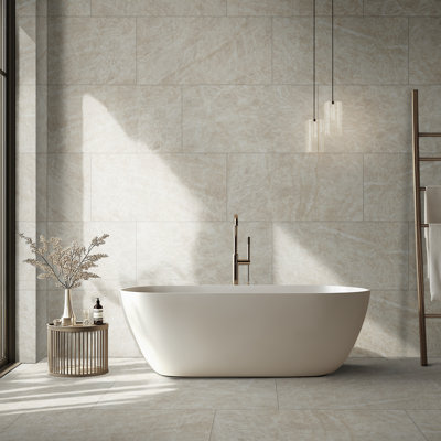 Carrelage mural et de plancher en porcelaine mate 24 po x 48 po Lucenta Ivoire