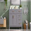 Meuble-lavabo moderne 36 po gris avec lavabo en céramique, portes à fermeture douce, 4 tiroirs de rangement, design élégant-657473130
