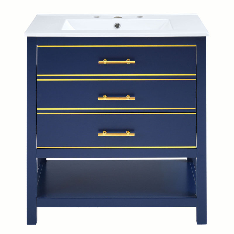29.9'' Single Bathroom Vanity with Top, Blue