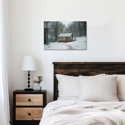 Hiver, art mural chalet enneigé