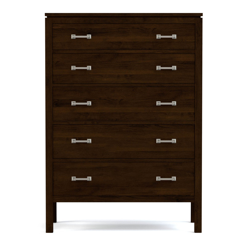 Origins 5 - Drawer Solid Wood Dresser, Nickel